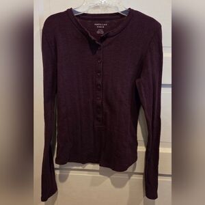 American Eagle Outfitters Maroon Henley Top